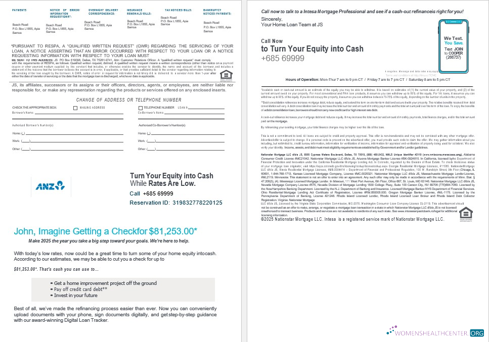 Download Samoa ANZ bank bank mortgage statement in Word and PDF formats 3 4 Photoshop template